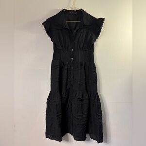 Elegant Black Button-Up Midi Dress